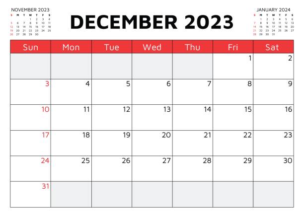 December 2023 calendar. Vector illustration vector art illustration