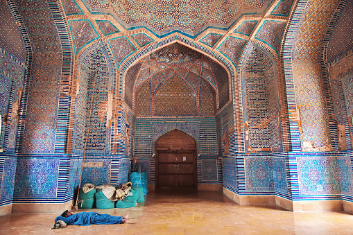 Thatta, Pakistan - 22 Mar 2021: Shah Jahan Masjid Thatta is a vintage mosque, Pakistan
