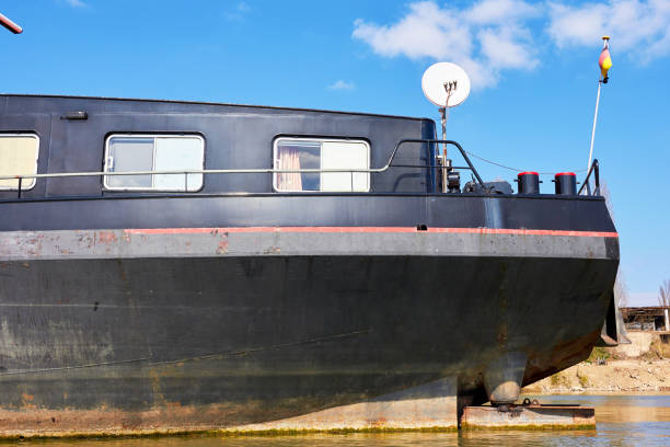 istock Abstract close-up fragment of black ship's deck 1818031980