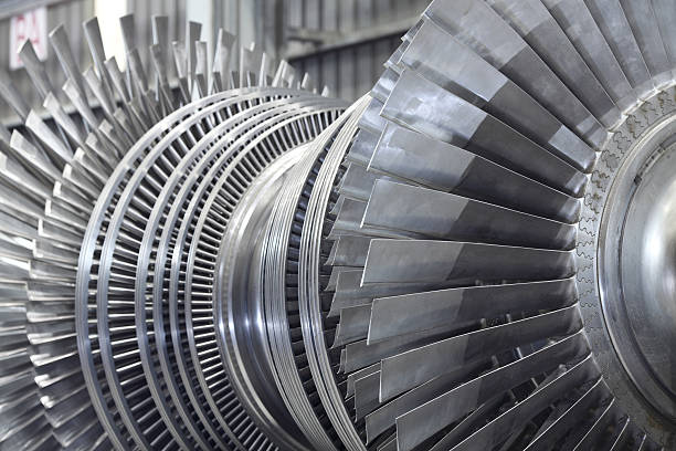 Rotor of a steam turbine Internal rotor of a steam Turbine at workshop large machine stock pictures, royalty-free photos & images