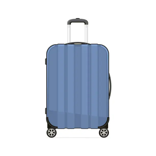 Vector illustration of Blue Rolling Suitcase. Travel Bag. Vector