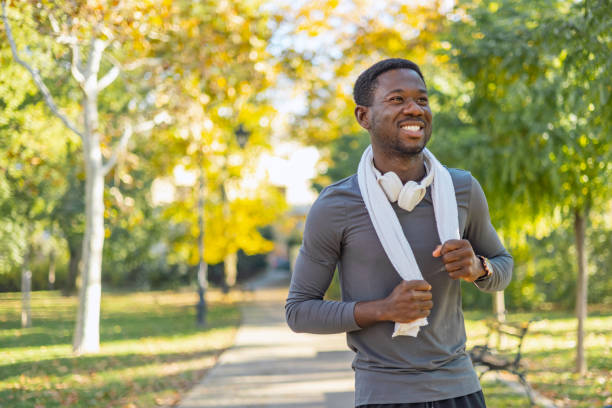 istock Man exercising with a towel around his neck 1818074399