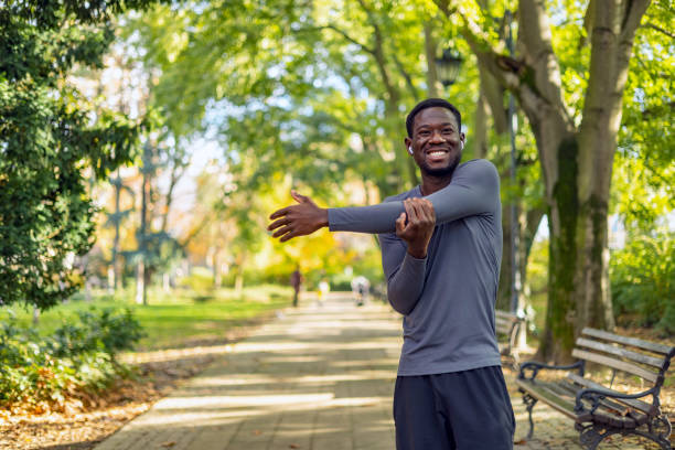 istock Portrait of a man warming up before a run outside 1818077836