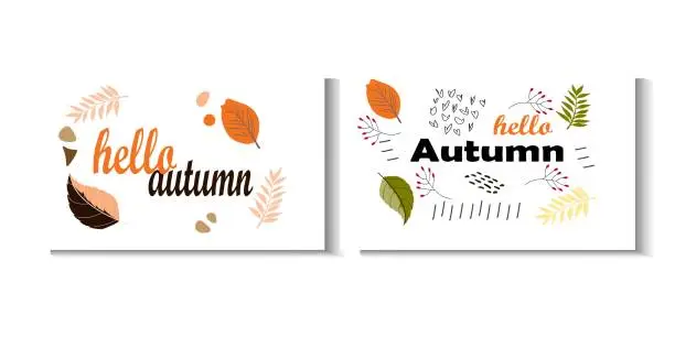 Vector illustration of Set of autumn leaves abstract background