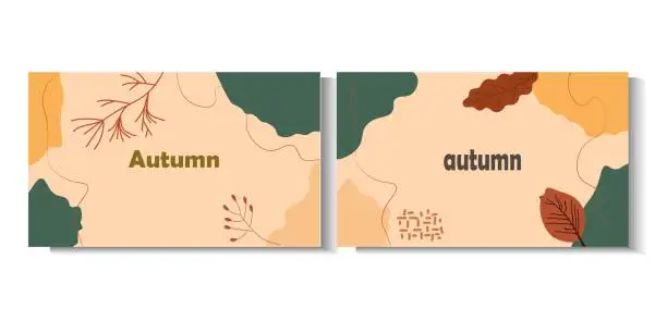 Vector illustration of Set of autumn leaves abstract background