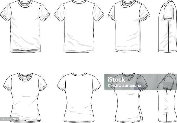 Ilustración de Hombres Y Mujeres De Camiseta y más Vectores Libres de Derechos de Camiseta - Camiseta, Plantilla - Producto de arte y artesanía, Fémina