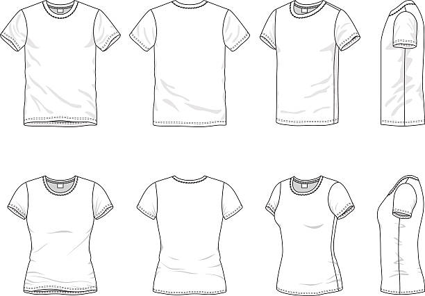 мужская и женская футболка - t shirt template shirt clothing stock illustrations