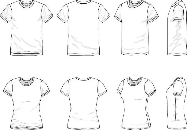 Vector illustration of Men's and Women's t-shirt
