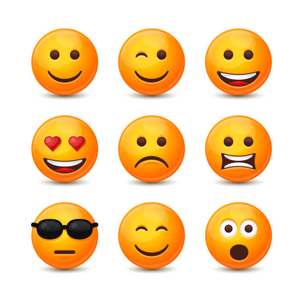 istock Round Emoji Icons Set. Yellow Smile on White Background. Vector 1818105043