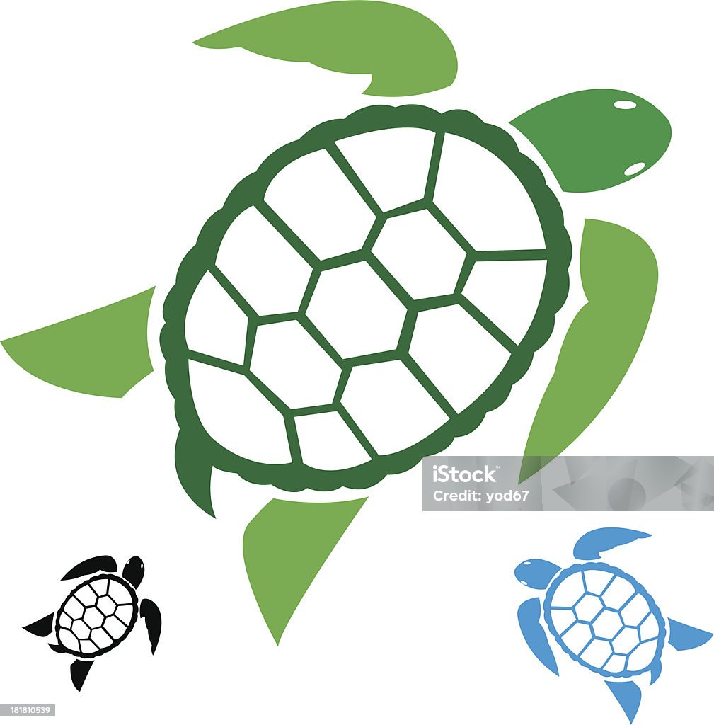 Vector image of three turtles in black blue green and black Vector image of an turtle on white background Abstract stock vector