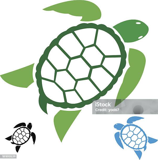 Vector Image Of Three Turtles In Black Blue Green And Black Stock Illustration - Download Image Now