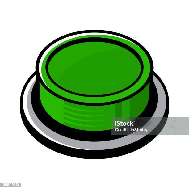 Comic Style Button Big Green Button On White Background Comic Book Style Vector Stock ...