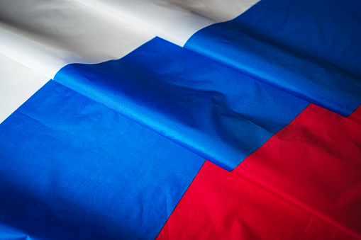 Close-up of Russian Federation national flag