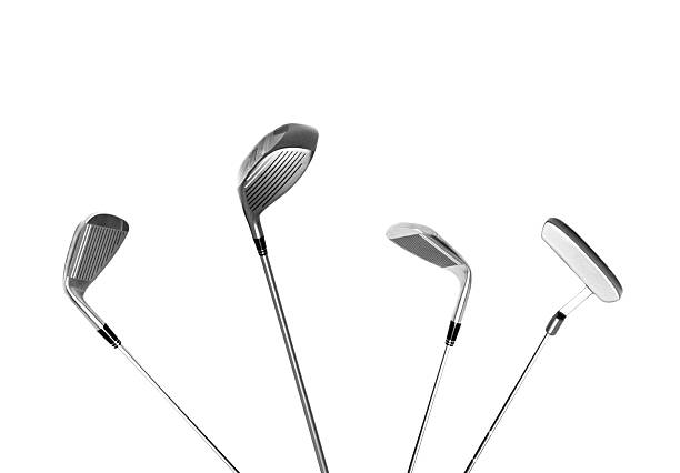 Cuatro tipos diferentes de palos de golf, aislado - foto de stock