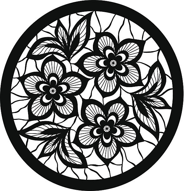 ilustrações de stock, clip art, desenhos animados e ícones de elemento de design floral.  flores com imitação de renda e bordado. - stained glass illustrations