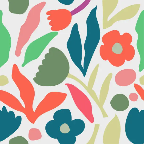 Vector illustration of Vector children doodle style flower seamless pattern wallpaper background