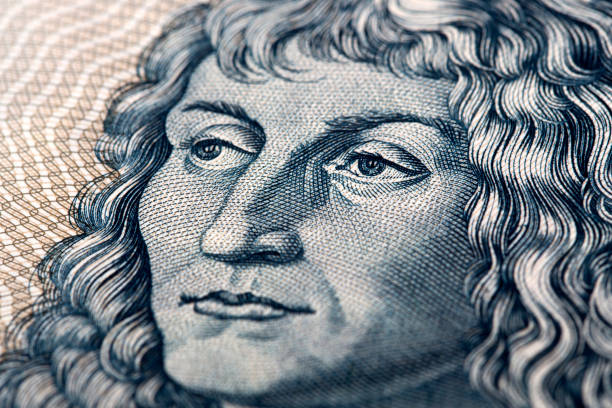 istock Beardless Young Man a closeup portrait from old German money 1818135367