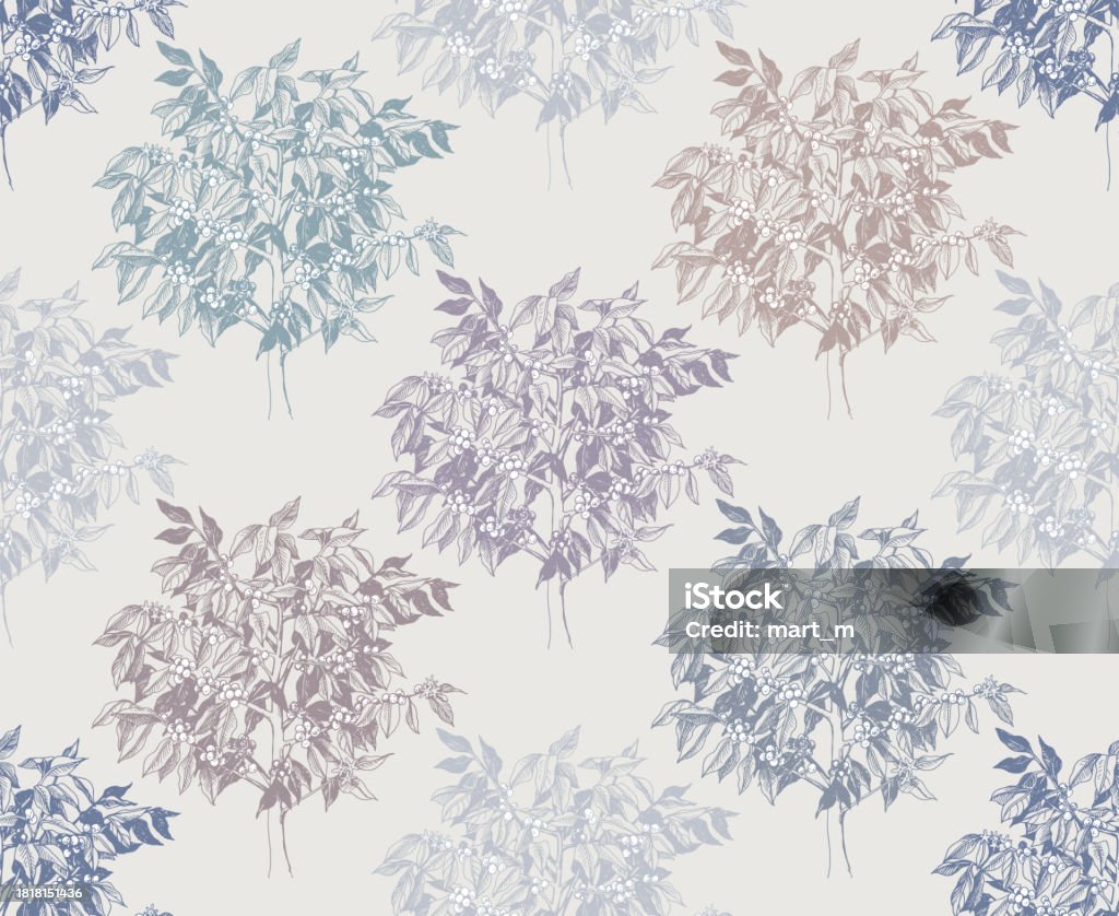 Coffee Tree Pattern Seamless Pattern With Young Arabica Coffee Trees Stock Illustration ...