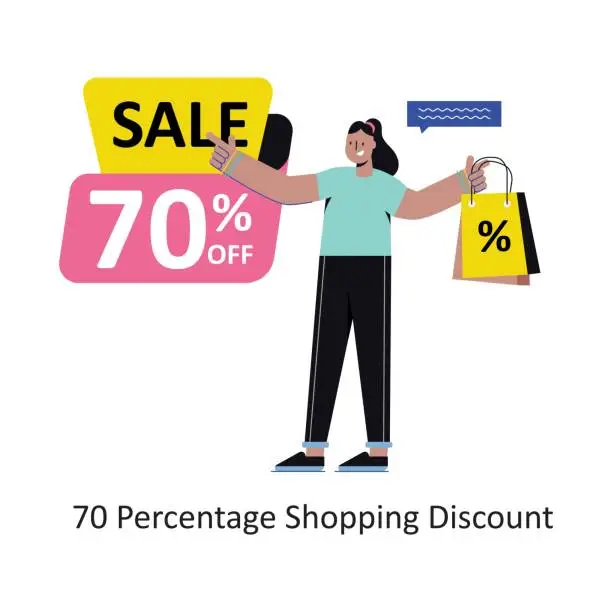 Vector illustration of Shopping Discount  vector Flat Design illustration. Symbol on White background EPS 10 File