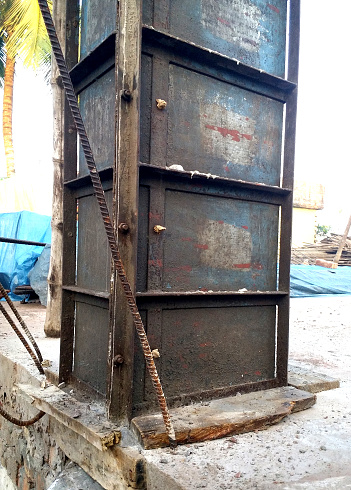 Black Mild Steel Scaffolding Column Box  in a building construction site.