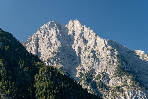 A majestic landscape of rugged mountains in Leutasch, Tyrol, Austria