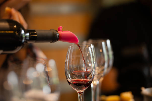 istock Wine glasses on a table in a restaurant, shallow depth of field 1818201754