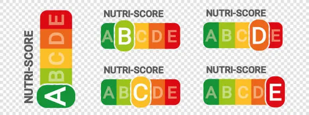 Vector illustration of Nutri Score Sticker System - Vector Illustrations Isolated On Transparent Background