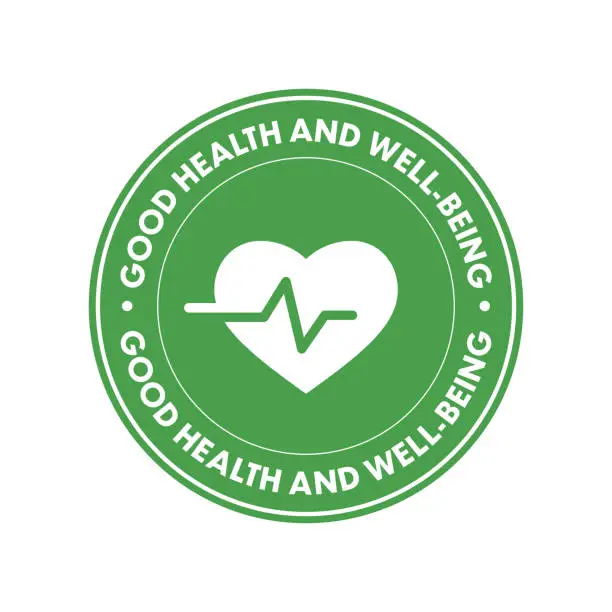 Vector illustration of Circular and Vector Label for Good Health and Well-Being - UN Sustainable Development Goal
