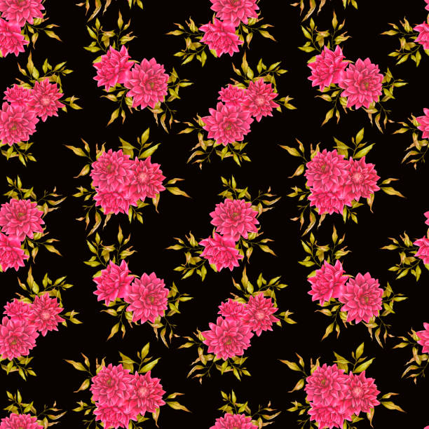 istock Seamless pattern with watercolor flowers and leaves on a black background. Wedding, birthday, anniversary, Valentine's Day. Design of cards, wrapping paper, fabric, textiles, stationery, scrapbooking. 1818239029