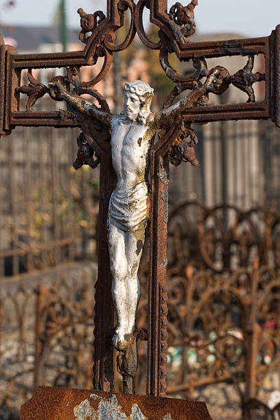 istock Old cross in a cemetery 181824438