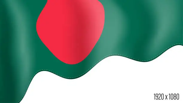 Vector illustration of Bangladesh country flag realistic independence day background. Bangladesh commonwealth banner in motion waving, fluttering in wind. Festive patriotic HD format template for independence day