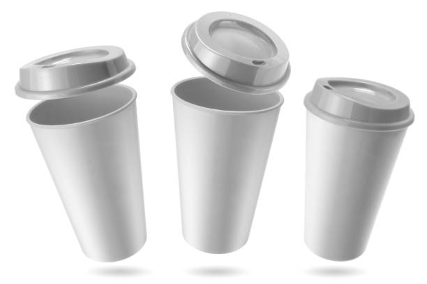 istock White cups of coffee mock up on white background. Template for mockup. 1818253567