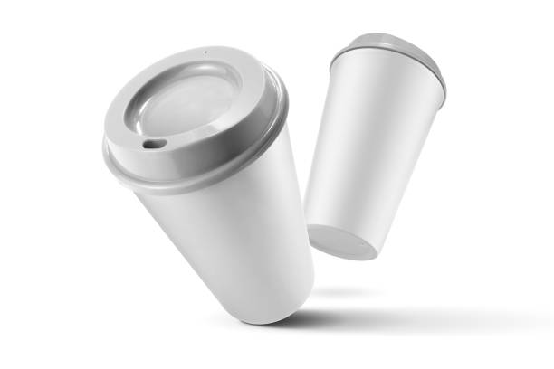 istock White cups of coffee mock up on white background. Template for mockup. 1818253568