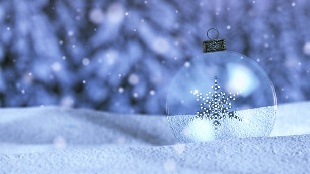 istock Snowflake inside Transparent Glass Ball in snow 1818260553