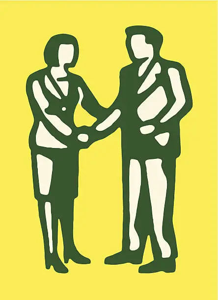 Vector illustration of Man and Woman Shaking Hands