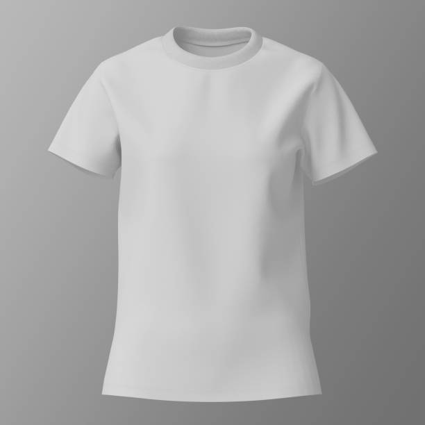 istock Female White T-shirt on Gray Background Mock up. 1818288411