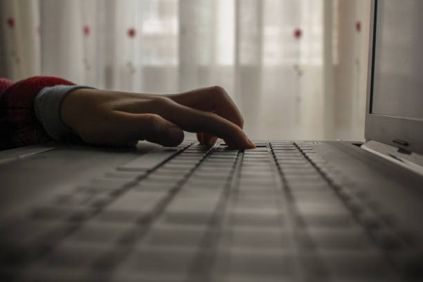 Child Navigating the Web at home in a laptop