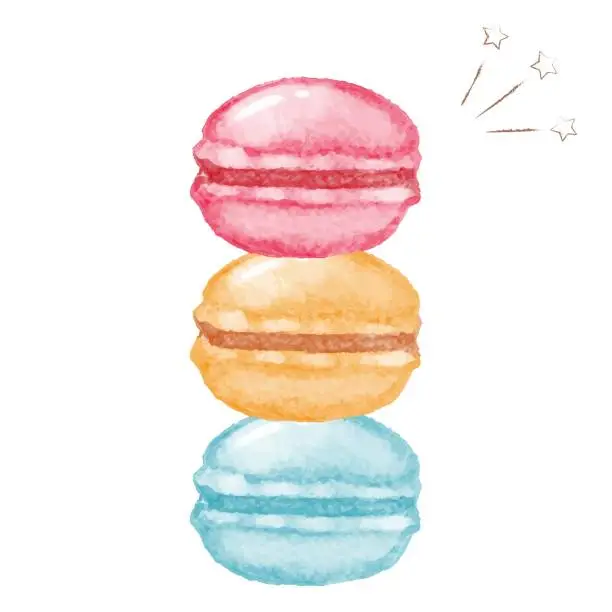 Vector illustration of watercolor illustration of macaroon