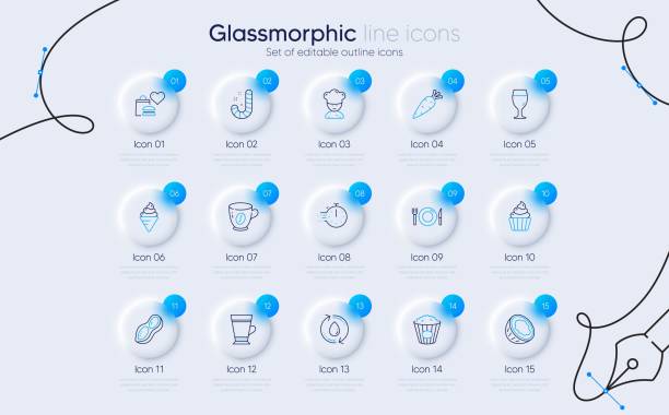 istock Set of Latte, Cupcake and Beer glass line icons for web app. Pictogram icon. Vector 1818313519