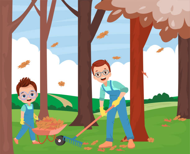230+ Family Jumping In Leaves Stock Illustrations, Royalty-Free Vector ...