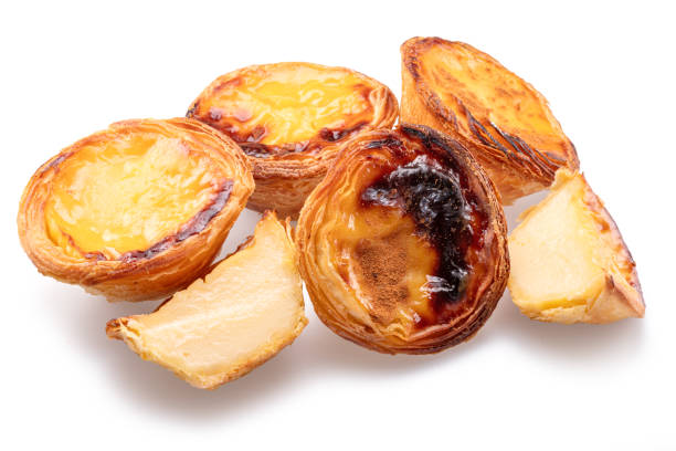 istock Pastel de nata tarts isolated on white background. 1818328017