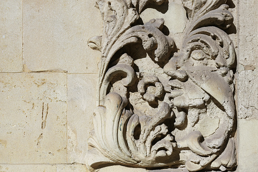 Medieval architectural feature in the facade of the Basilica of St. Mary Alicante, Spain