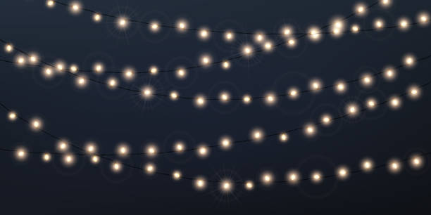 istock Christmas lights on dark background. Holiday decoration. Glowing garland 1818350836