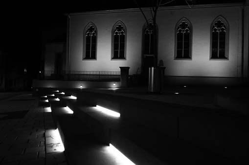 Contextual integrity: Langenlonsheim, Germany, November 08, 2023, Black and White Artistic Night Streets Germany.