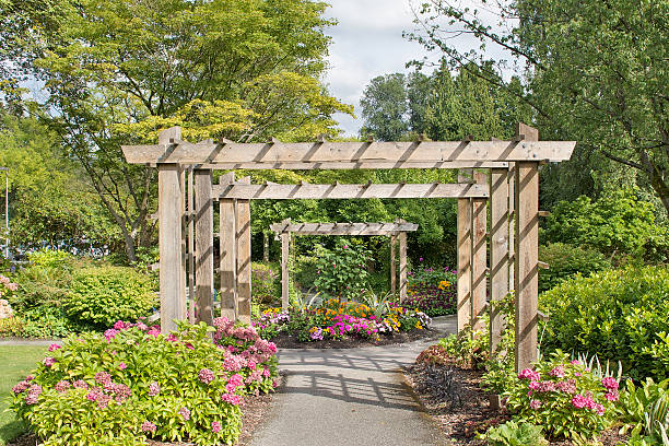 istock Wood Arbor Over Garden Path 181836354