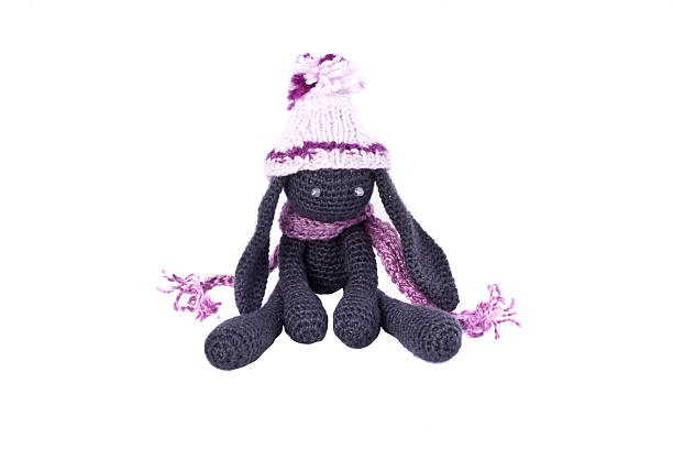 istock Beautiful knitted toy rabbit. hand-made souvenirs 181836947