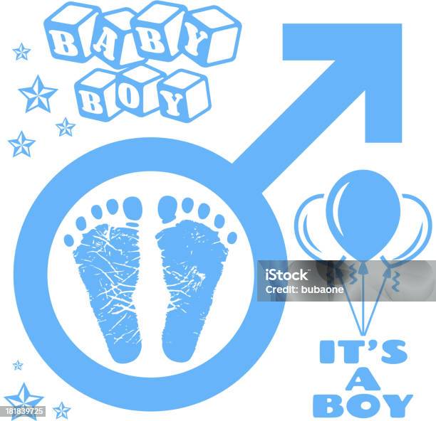 Its A Boy Newborn Baby Footprints Commemoration Stock Illustration - Download Image Now - Baby - Human Age, Footprint, Newborn