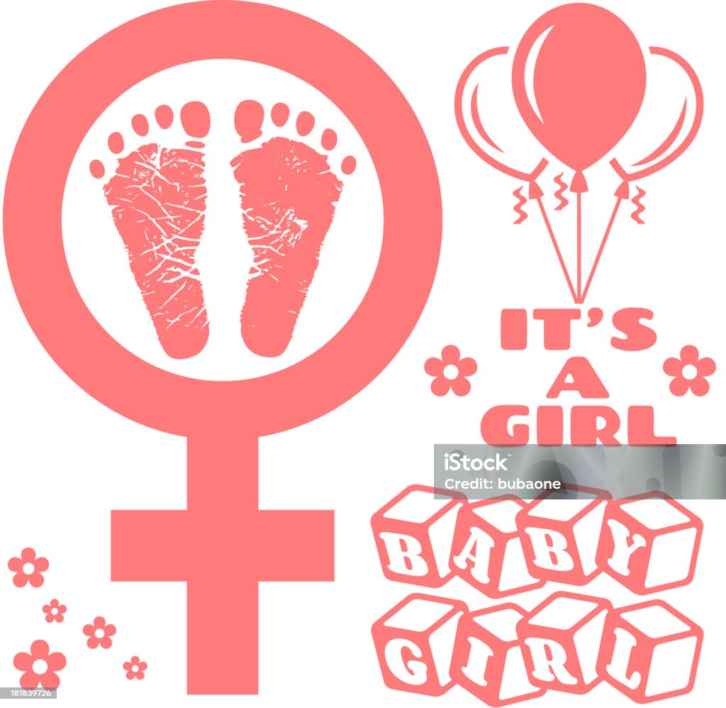 It's a Girls Newborn Baby Footprints Commemoration Baby - Human Age stock vector