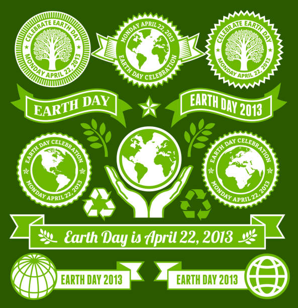 ilustrações de stock, clip art, desenhos animados e ícones de dia da terra royalty free vector banners, botões e símbolos - earth day banner placard green