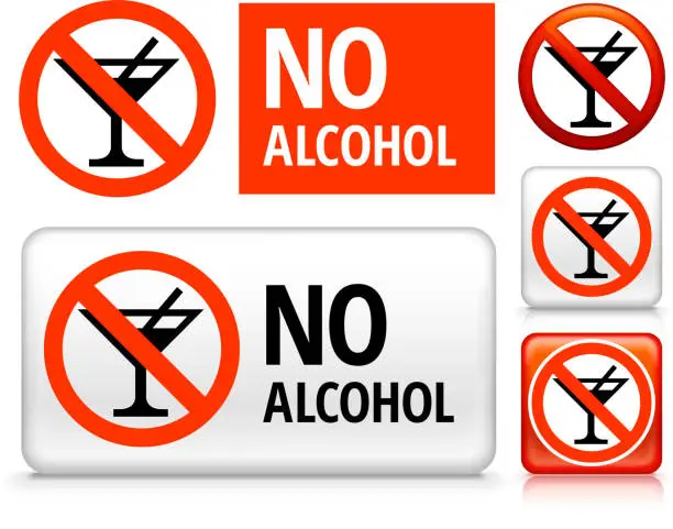 Vector illustration of No Alcohol royalty free vector art Buttons